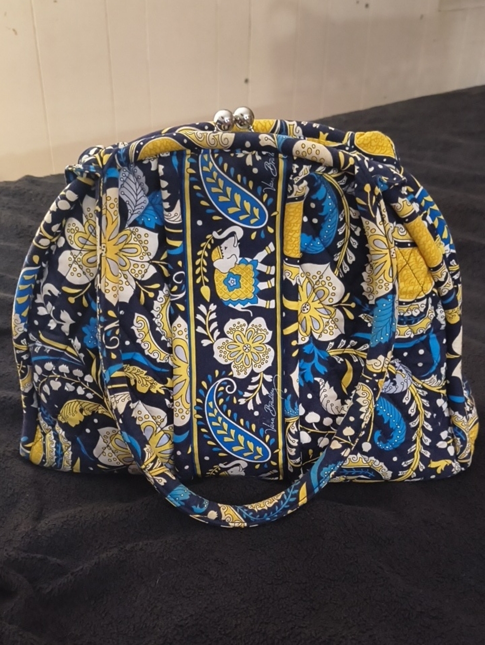 Vera Bradley Eloise Kiss Lock Satchel Elephant (Discontinued Pattern and Style) - Picture 7 of 7